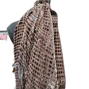 Tanner Velvet & Rayon Long Scarf Dark Brown Pebble Pattern 21 x 68"